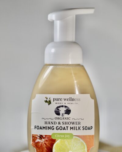 Shower and bath goat milk foaming soap Pure Wellness Body