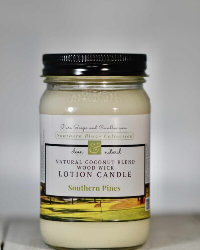 Pine wood wick lotion candle by Pure Soaps And Candles