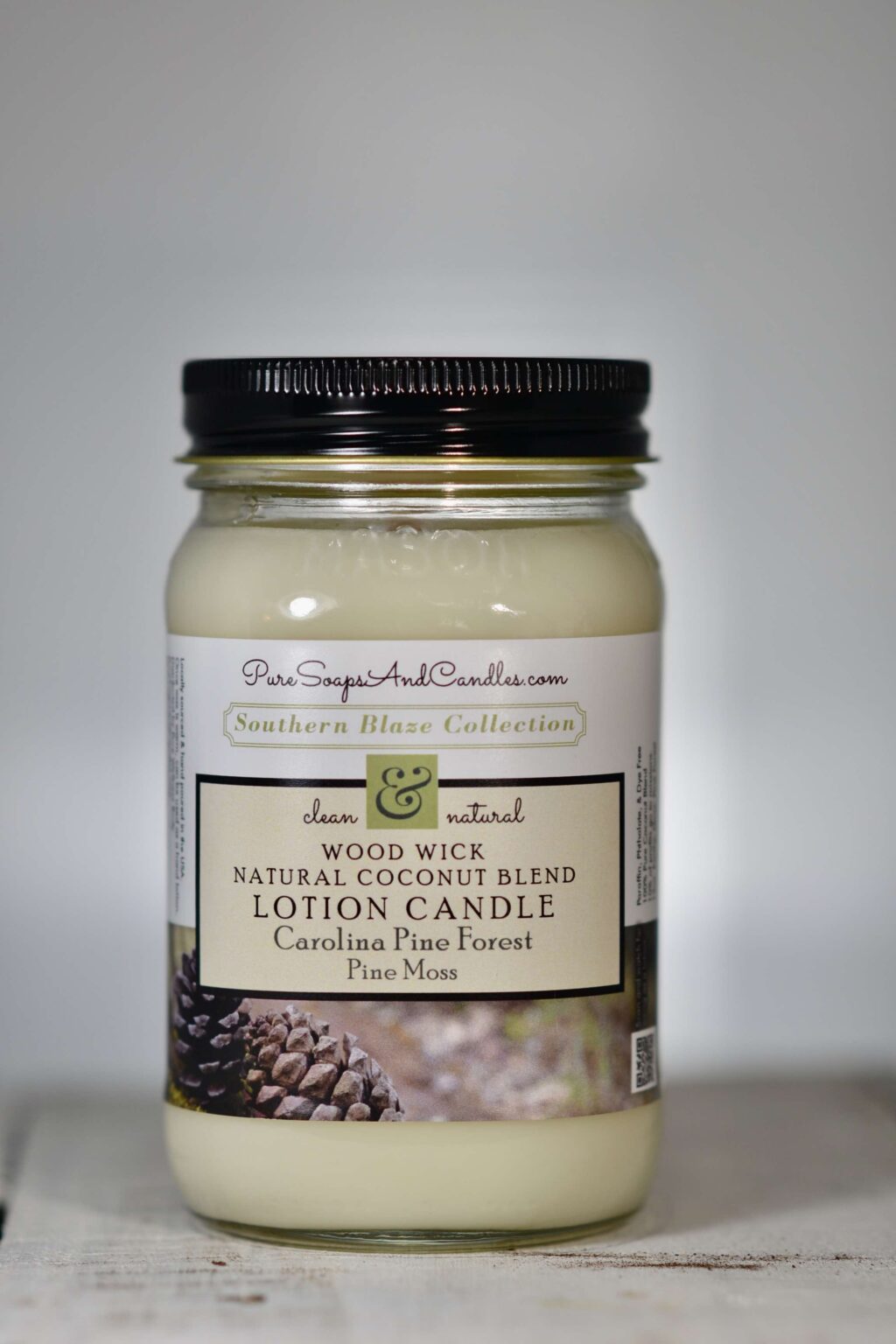 Carolina Pine Forest wood wick lotion candle 16oz mason jar