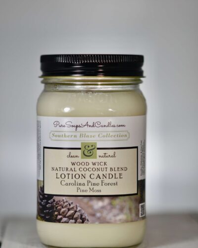 Carolina Pine Forest wood wick lotion candle 16oz mason jar