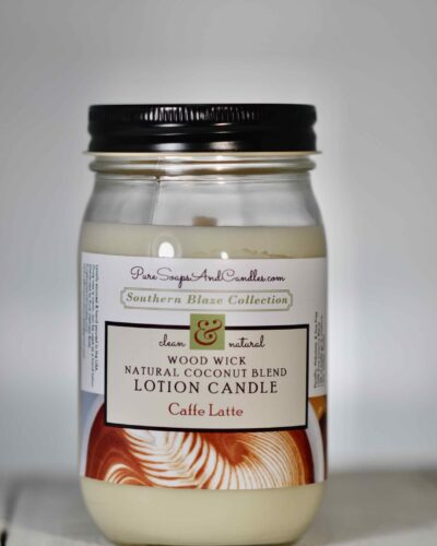 Coffee wood wick lotion candle 16oz mason jar