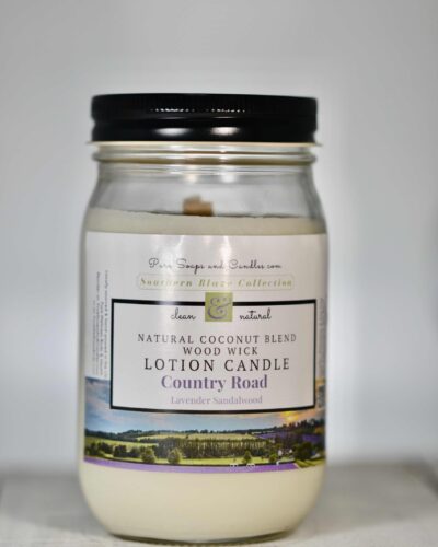 Country Road Lavender Sandalwood Wood Wick lotion candle 16oz mason jar