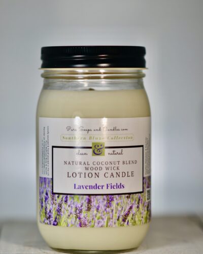 Lavender wood wick lotion candle mason jar