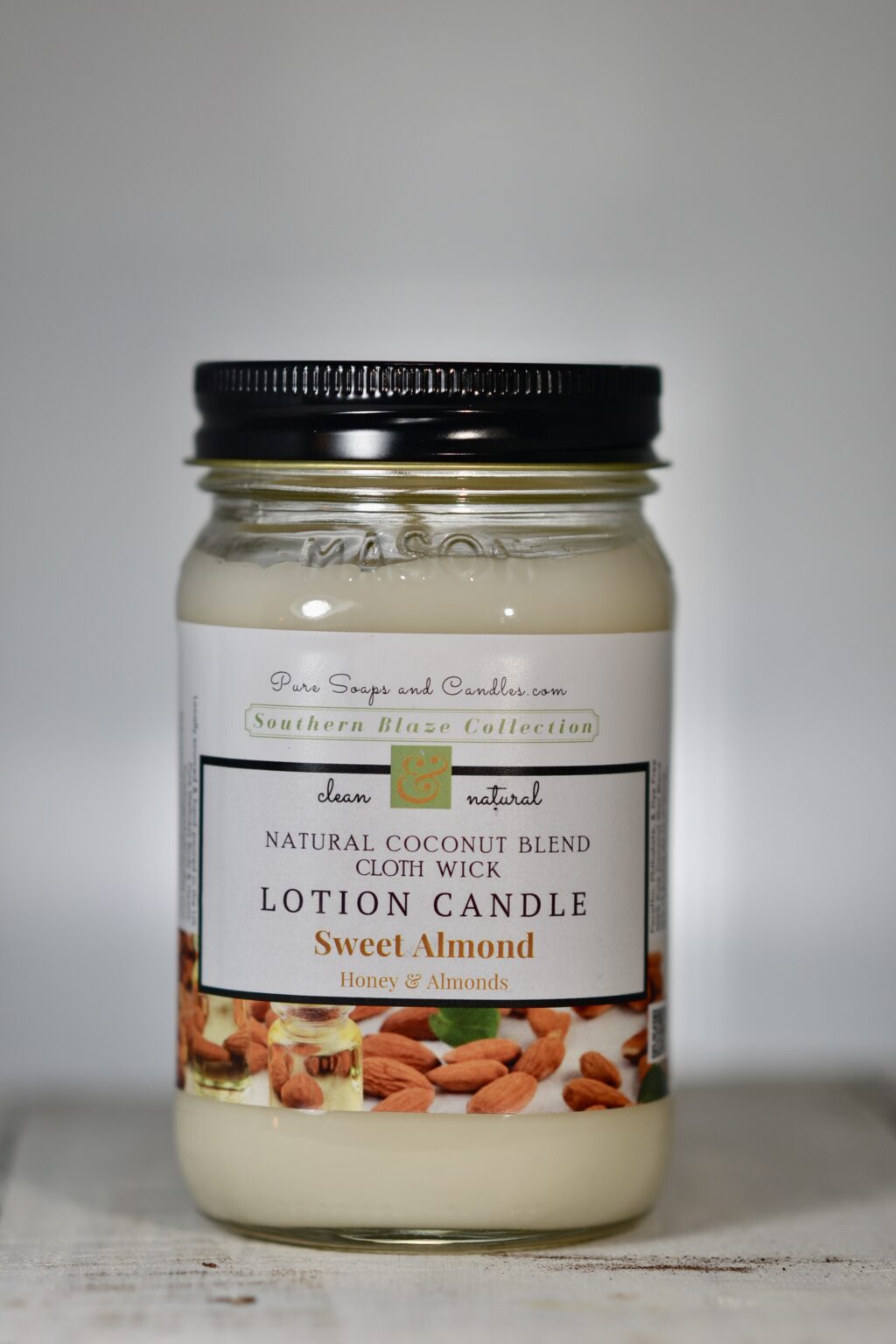 Sweet Almond wood wick lotion candle 16oz mason jar