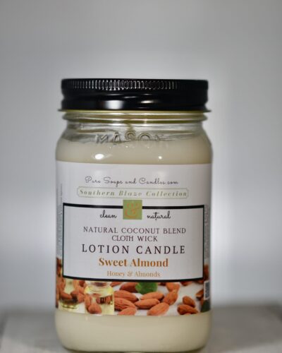 Sweet Almond wood wick lotion candle 16oz mason jar