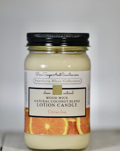 Wood Wick orange lotion mason jar candle