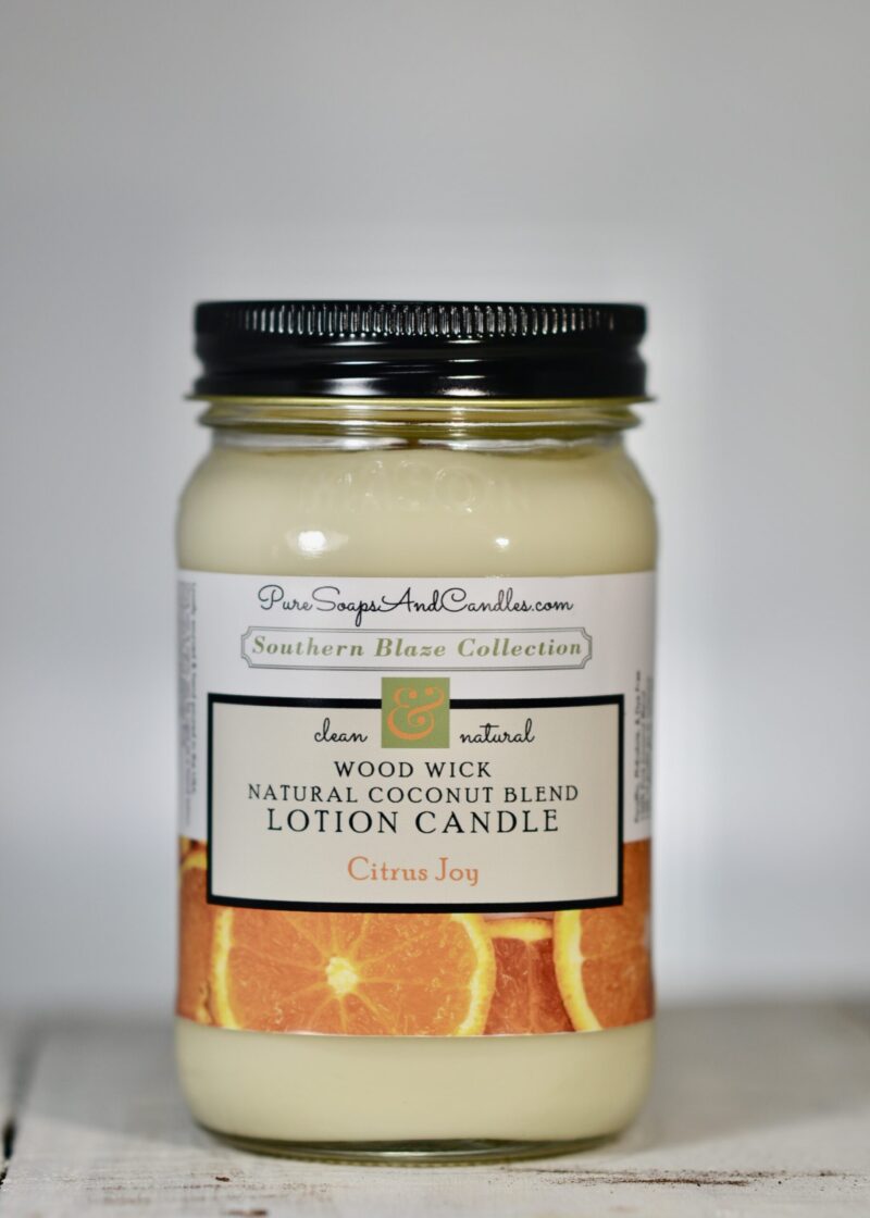 Wood Wick orange lotion mason jar candle