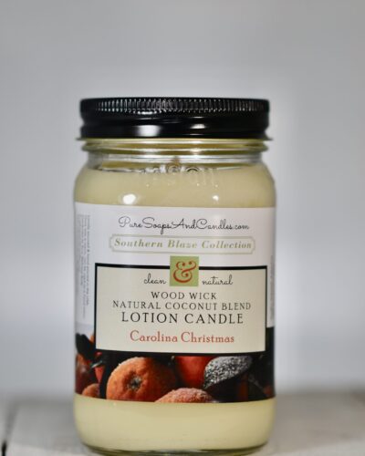 Carolina Christmas wood wick lotion candle 16oz mason jar