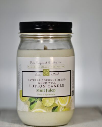 Lime spearmint wood wick lotion candle mason jar