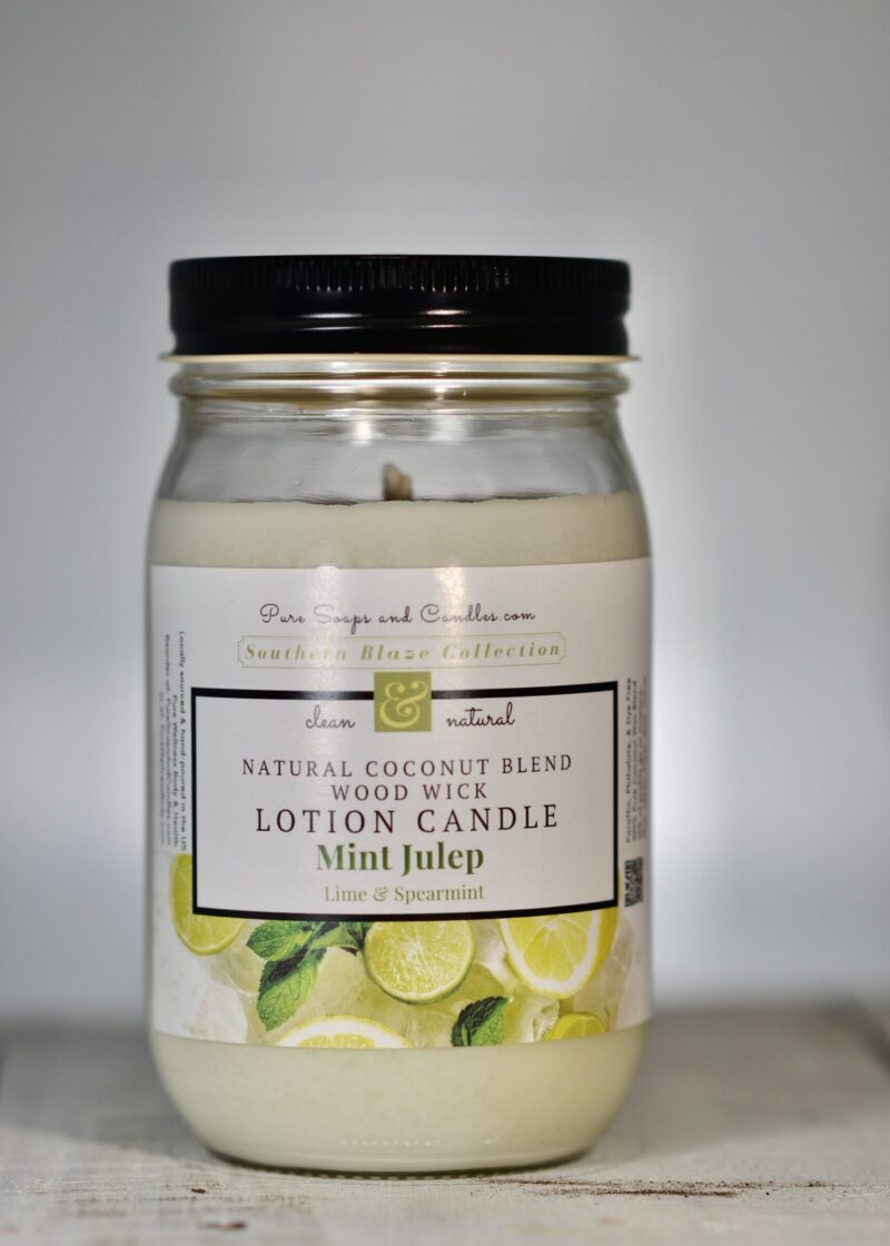 Lime spearmint wood wick lotion candle mason jar