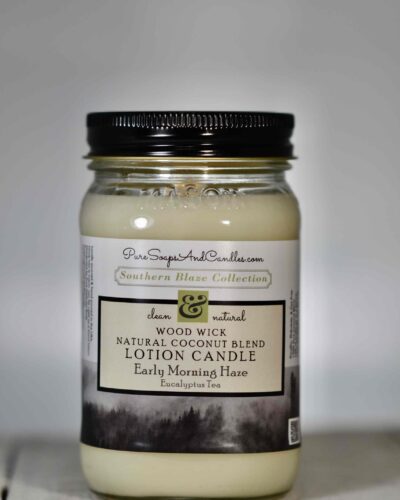 Early morn haze wood wock lotion candle - eucalyptus and tea tree candle