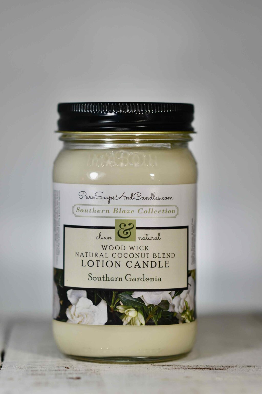 Southern Gardenia wood wick lotion candle 16oz mason jar