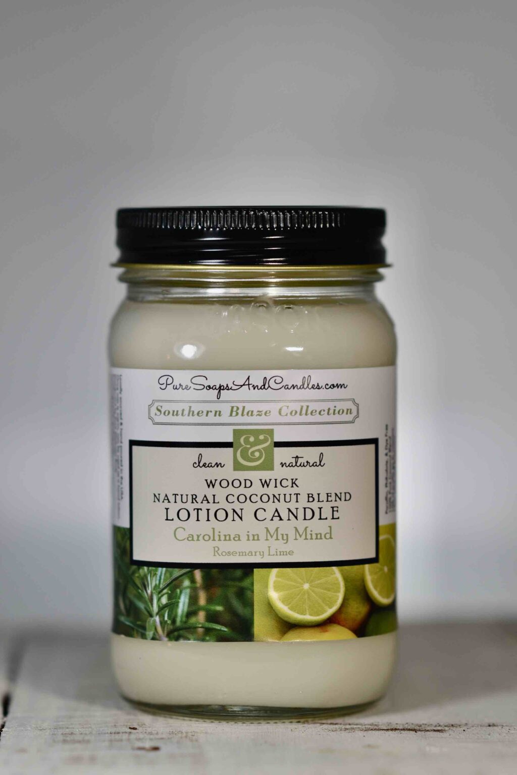 Rosemary Lime Wood Wick lotion candle 16oz mason jar