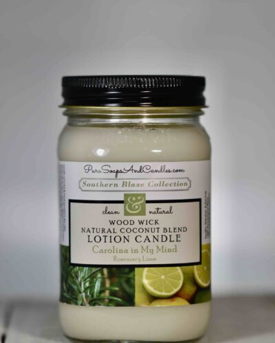 Rosemary Lime Wood Wick lotion candle 16oz mason jar