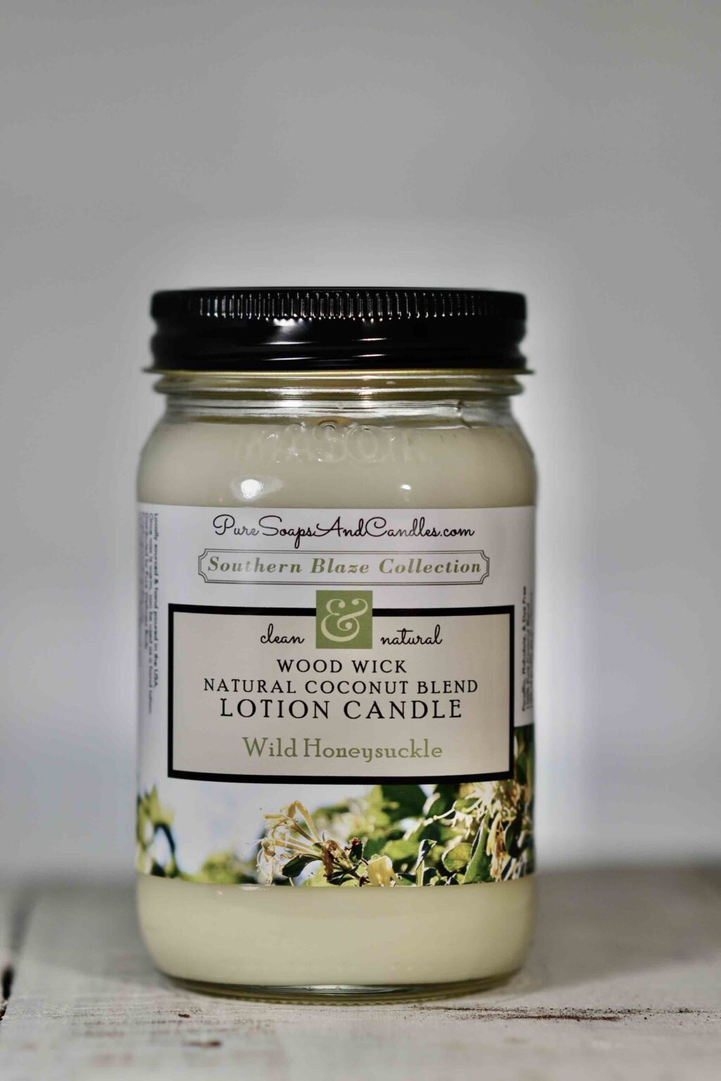 Wild Honeysuckle wood wick lotion candle 16 oz mason jar