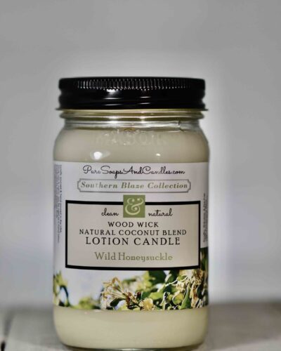 Wild Honeysuckle wood wick lotion candle 16 oz mason jar